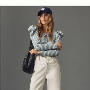 porridge puff sleeve tie front top from anthropologie